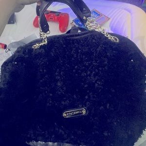 Betsey Johnson Black Ruffle Rose Bud Shoulder Bag